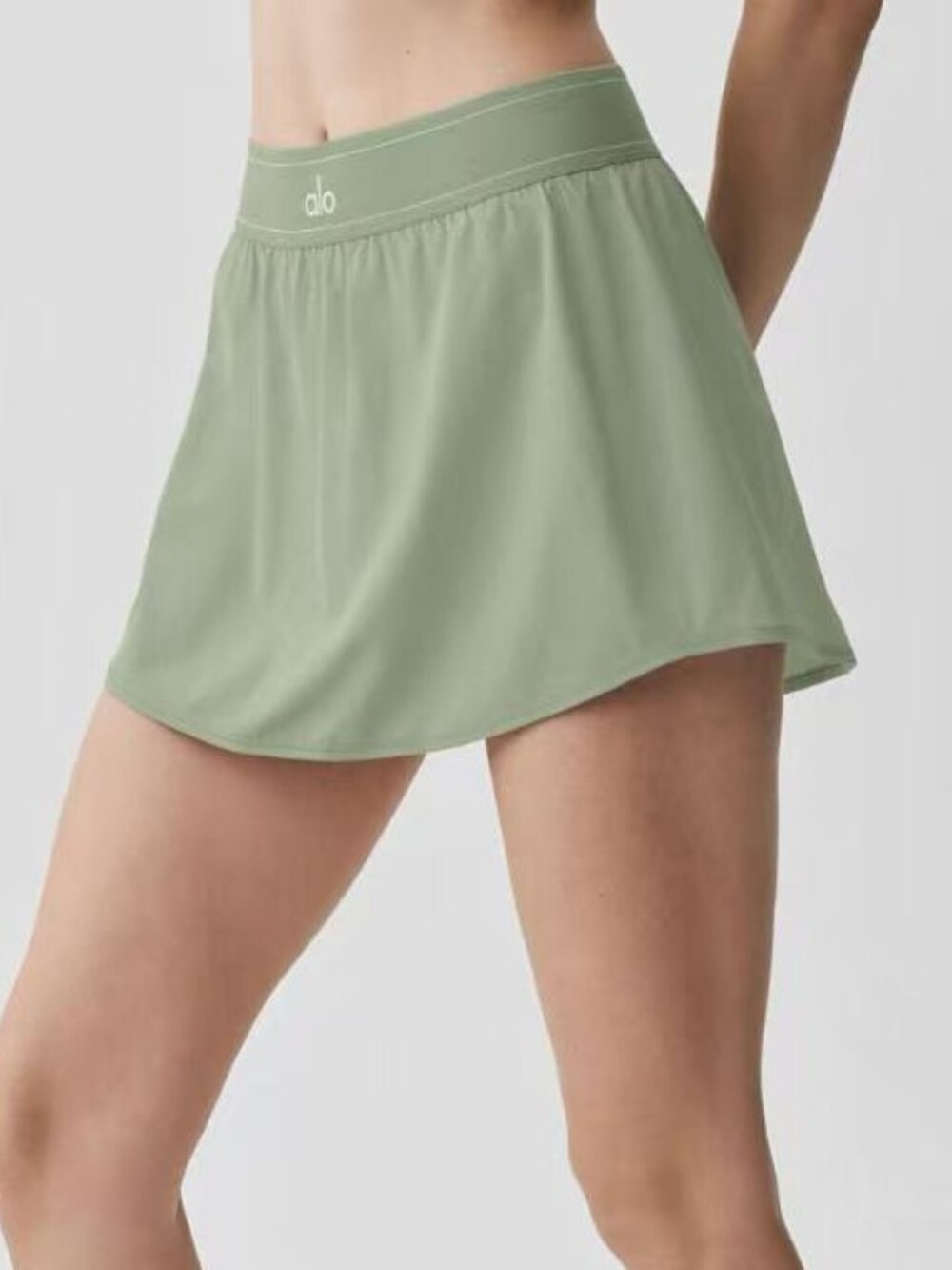🌿Alo Yoga Match Point Tennis Skirt Dune Grass💚Preppy Tenniscore Mini Skirt